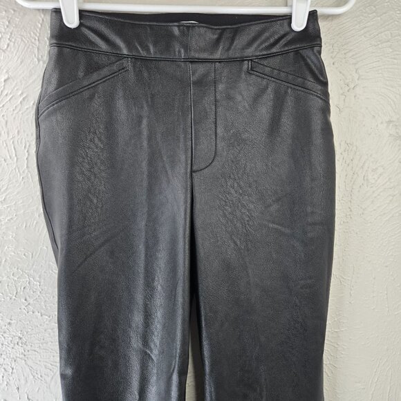 Spanx Leather-Like Flare Pant Small Black Bootcut High Rise Edgy Grunge Goth New - Picture 4 of 13